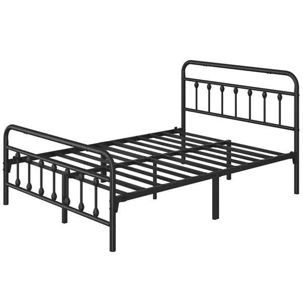 Yaheetech Vintage Iron Platform Bed Frame With High Headboard And Footboard Vintage Iron Platform Bed Frame with High Headboard