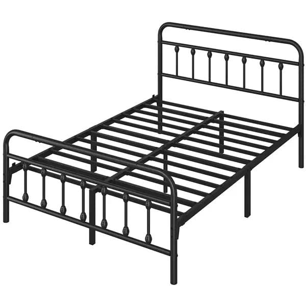 Yaheetech Vintage Iron Platform Bed Frame With High Headboard And Footboard Vintage Iron Platform Bed Frame with High Headboard