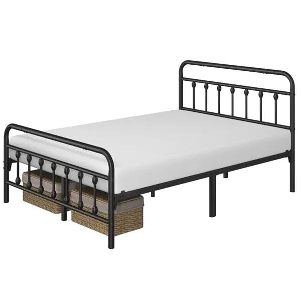 Yaheetech Vintage Iron Platform Bed Frame With High Headboard And Footboard Vintage Iron Platform Bed Frame with High Headboard