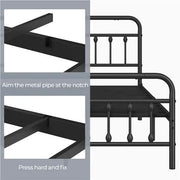 Yaheetech Vintage Iron Platform Bed Frame With High Headboard And Footboard Vintage Iron Platform Bed Frame with High Headboard