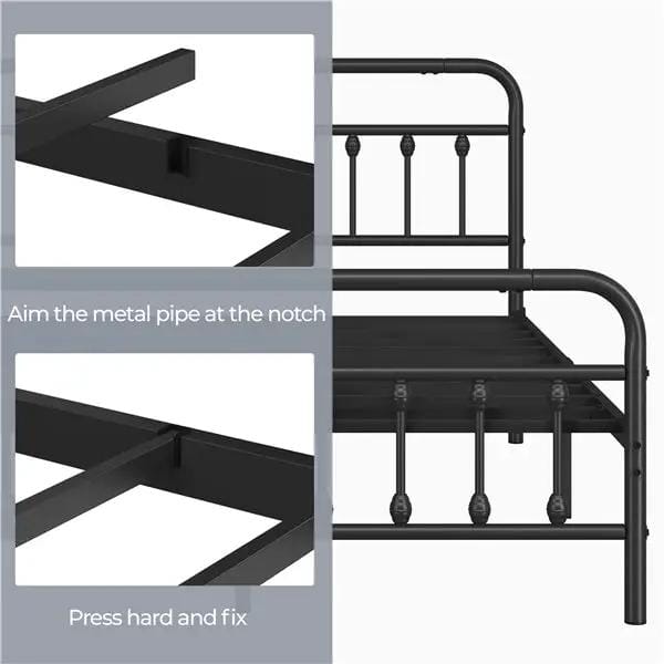 Yaheetech Vintage Iron Platform Bed Frame With High Headboard And Footboard Vintage Iron Platform Bed Frame with High Headboard