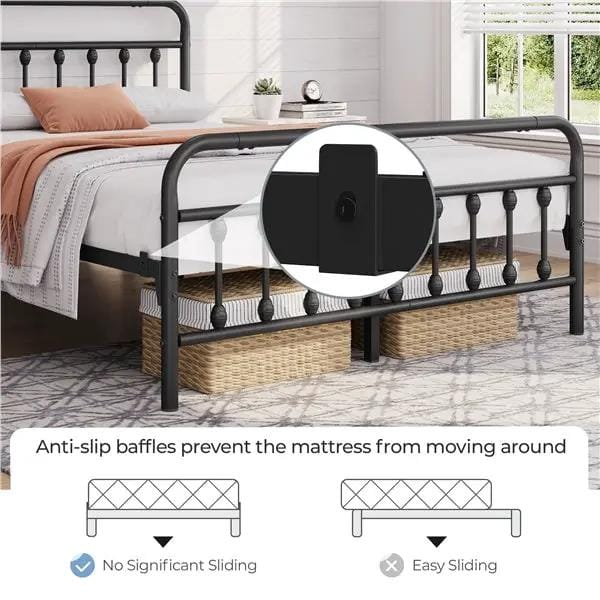 Yaheetech Vintage Iron Platform Bed Frame With High Headboard And Footboard Vintage Iron Platform Bed Frame with High Headboard