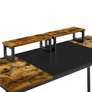 Yaheetech 140cm Computer Desk With Monitor Stand Rustic Brown Black Metal Frame 140cm Computer Desk With Monitor Stand Rustic Brown