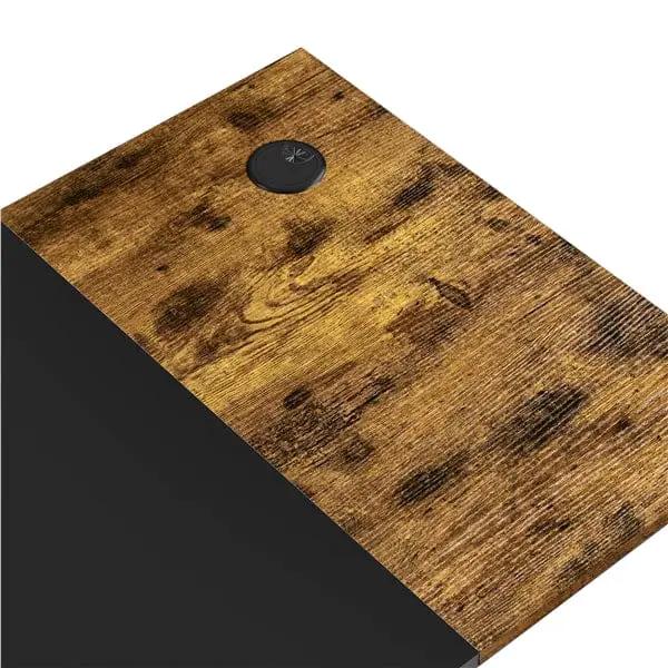 Yaheetech 140cm Computer Desk With Monitor Stand Rustic Brown Black Metal Frame 140cm Computer Desk With Monitor Stand Rustic Brown