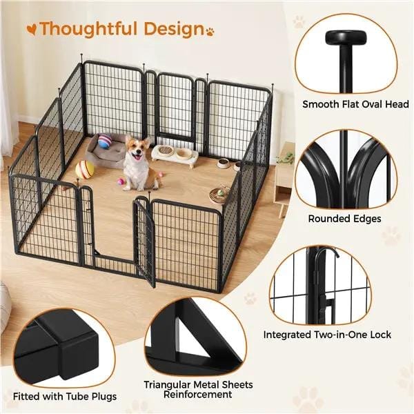 Yaheetech 39.5 Inch Dog Playpen Panels With Door Metal Fence For Indoor Outdoor Use 39.5 Inch Dog Playpen With Door Fence Yaheetech