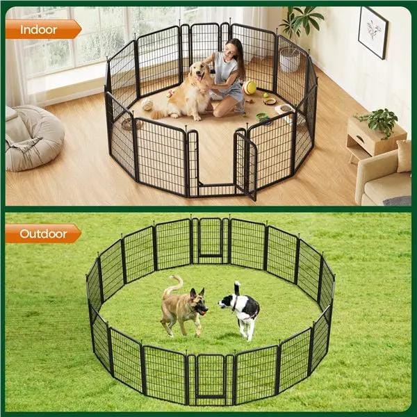 Yaheetech Yaheetech 16 Piece Heavy Duty Foldable Metal Dog Playpen With Door Yaheetech Foldable Metal Dog Playpen With Door