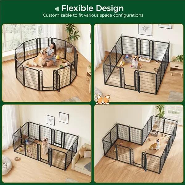 Yaheetech 39.5 Inch Dog Playpen Panels With Door Metal Fence For Indoor Outdoor Use 39.5 Inch Dog Playpen With Door Fence Yaheetech
