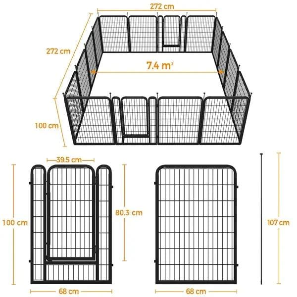 Yaheetech 39.5 Inch Dog Playpen Panels With Door Metal Fence For Indoor Outdoor Use 39.5 Inch Dog Playpen With Door Fence Yaheetech