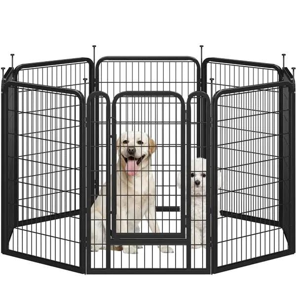 Yaheetech 39.5 Inch Dog Playpen Panels With Door Metal Fence For Indoor Outdoor Use 39.5 Inch Dog Playpen With Door Fence Yaheetech