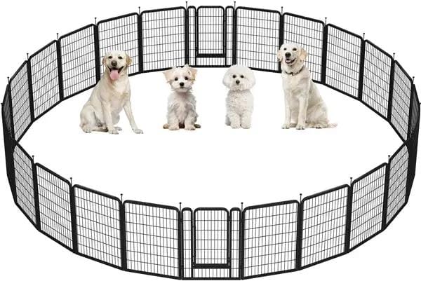 Yaheetech Yaheetech 80cm Tall Dog Playpen Panels 3 Pack Metal Pet Fence With Door Yaheetech 80cm Tall Dog Playpen Panels 3 Pack Fence