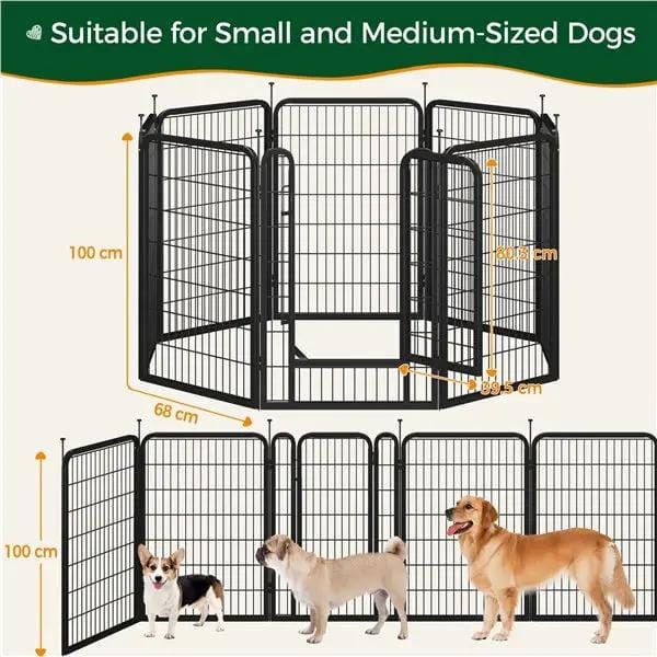 Yaheetech 39.5 Inch Dog Playpen Panels With Door Metal Fence For Indoor Outdoor Use 39.5 Inch Dog Playpen With Door Fence Yaheetech