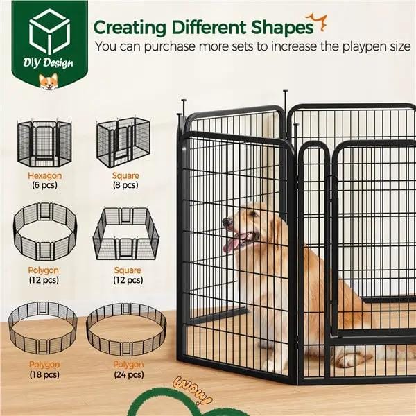 Yaheetech Yaheetech 16 Piece Heavy Duty Foldable Metal Dog Playpen With Door Yaheetech Foldable Metal Dog Playpen With Door