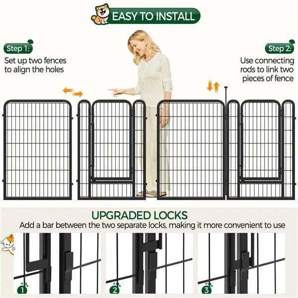 Yaheetech Yaheetech 80cm Tall Dog Playpen Panels 3 Pack Metal Pet Fence With Door Yaheetech 80cm Tall Dog Playpen Panels 3 Pack Fence