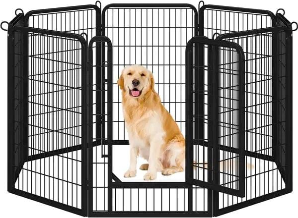 Yaheetech 40 Inch Dog Playpen Panels Black Steel Fence With Door Exercise Pen 40 Inch Dog Playpen Panels Black Steel Fence With Door