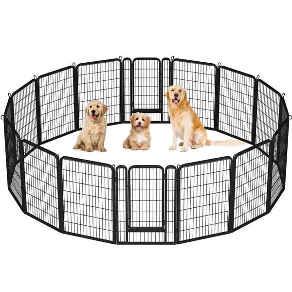 Yaheetech 40 Inch Dog Playpen Panels Black Steel Fence With Door Exercise Pen 40 Inch Dog Playpen Panels Black Steel Fence With Door
