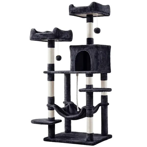59″ Tall Multilevel Cat Tree with Condo & Plush Perch & Scratching Post by Yaheetech