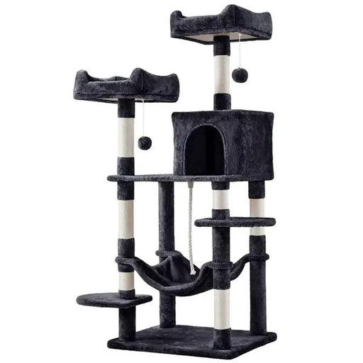 59″ Tall Multilevel Cat Tree with Condo & Plush Perch & Scratching Post by Yaheetech