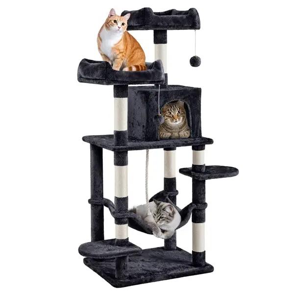 59″ Tall Multilevel Cat Tree with Condo & Plush Perch & Scratching Post by Yaheetech