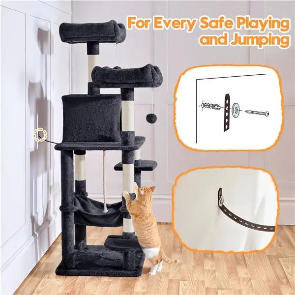 Yaheetech 59″ Tall Multilevel Cat Tree with Condo & Plush Perch & Scratching Post 59″ Tall Multilevel Cat Tree with Condo & Plush Perch & Scratching Post