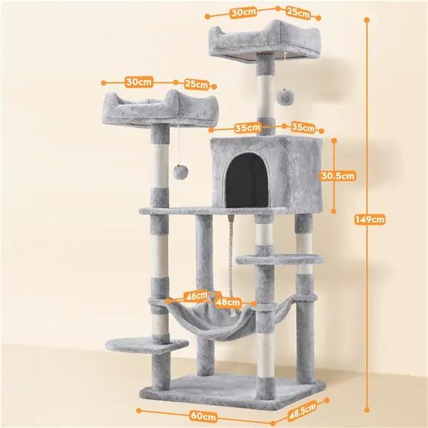 Multilevel Cat Tree Cat Tower Cat Scrathing Posts With Hammock by Yaheetech