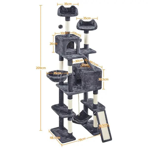 209cm H Cat Tree, Large Cat Tower, Multilevel Cat Tree by Yaheetech