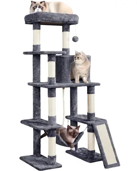Large Cat Tower with Hammock Scratching Posts Condo Perch by Yaheetech