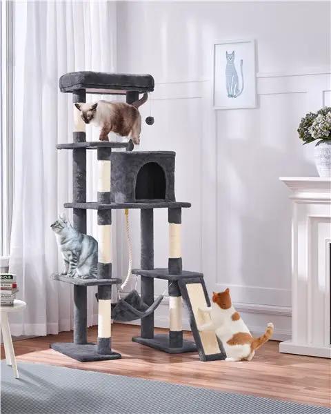 Large Cat Tower with Hammock Scratching Posts Condo Perch by Yaheetech