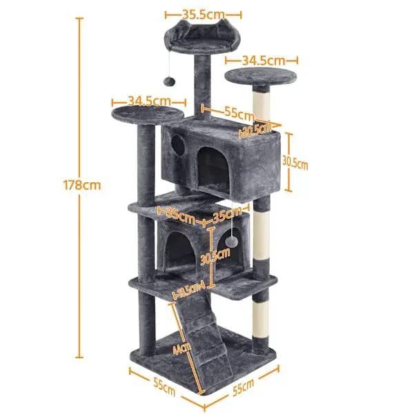 Yaheetech 178cm Multilevel Cat Tree Tower With 2 Condos 3 Perches And Sisal Posts Yaheetech 178cm Multilevel Cat Tree Tower With Condos
