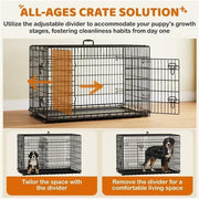 Yaheetech 122cm Large Dog Crate With Divider Foldable Metal Wire Kennel Yaheetech 122cm Large Metal Dog Crate With Divider
