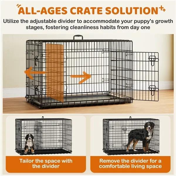 Yaheetech 122cm Large Dog Crate With Divider Foldable Metal Wire Kennel Yaheetech 122cm Large Metal Dog Crate With Divider