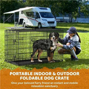 Yaheetech 122cm Large Dog Crate With Divider Foldable Metal Wire Kennel Yaheetech 122cm Large Metal Dog Crate With Divider