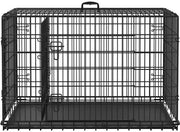 Yaheetech 122cm Large Dog Crate With Divider Foldable Metal Wire Kennel Yaheetech 122cm Large Metal Dog Crate With Divider