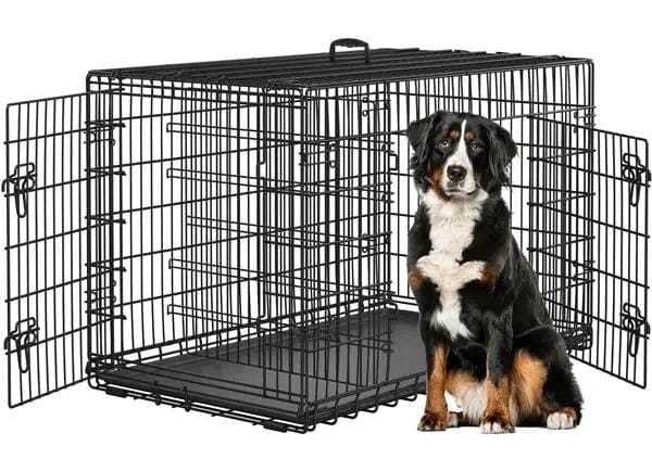 Yaheetech 122cm Large Dog Crate With Divider Foldable Metal Wire Kennel Yaheetech 122cm Large Metal Dog Crate With Divider
