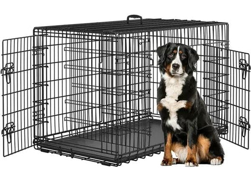 Yaheetech 122cm Large Dog Crate With Divider Foldable Metal Wire Kennel Yaheetech 122cm Large Metal Dog Crate With Divider