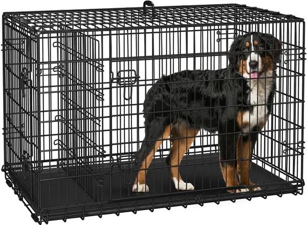 Yaheetech 122cm Large Dog Crate With Divider Foldable Metal Wire Kennel Yaheetech 122cm Large Metal Dog Crate With Divider