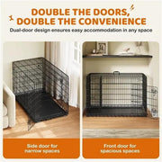 Yaheetech 122cm Large Dog Crate With Divider Foldable Metal Wire Kennel Yaheetech 122cm Large Metal Dog Crate With Divider