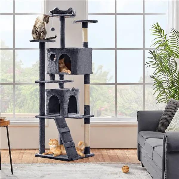 203 cm H Plush Cat Tree Multilevel Indoor Cat Tower by Yaheetech
