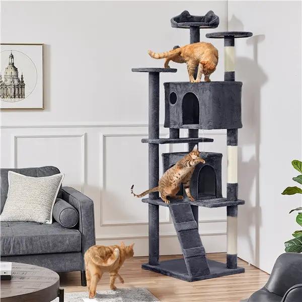 203 cm H Plush Cat Tree Multilevel Indoor Cat Tower by Yaheetech