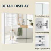 Frameless Mirror Cabinet Bathroom Mirror with Storage Wall-Mounted Storage Cabinet by Yaheetech