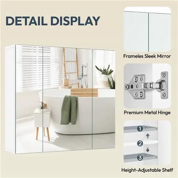 Frameless Mirror Cabinet Bathroom Mirror with Storage Wall-Mounted Storage Cabinet by Yaheetech