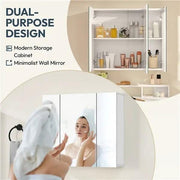 Frameless Mirror Cabinet Bathroom Mirror with Storage Wall-Mounted Storage Cabinet by Yaheetech