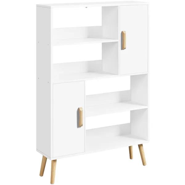 4-Tier Bookshelf with 2 Storage Cabinets Modern Open Bookcase by Yaheetech