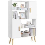 4-Tier Bookshelf with 2 Storage Cabinets Modern Open Bookcase by Yaheetech