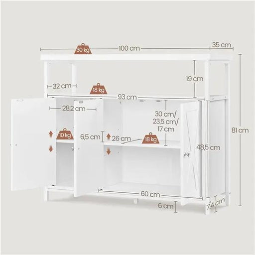 Yaheetech Wooden 3-Door Sideboard Buffet Cabinet Dining Room/Kitchen Storage Cabinet Wooden 3-Door Sideboard Buffet Cabinet Dining Room/Kitchen Storage Cabinet
