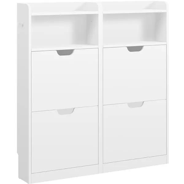 Yaheetech Yaheetech 4 Layer Flip-Drawer Shoe Cabinet Freestanding White Storage Yaheetech 4 Layer Flip Drawer Shoe Cabinet White