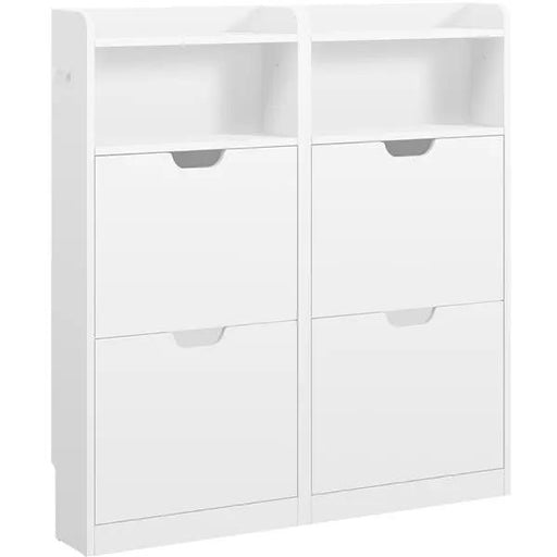Yaheetech Yaheetech 4 Layer Flip-Drawer Shoe Cabinet Freestanding White Storage Yaheetech 4 Layer Flip Drawer Shoe Cabinet White