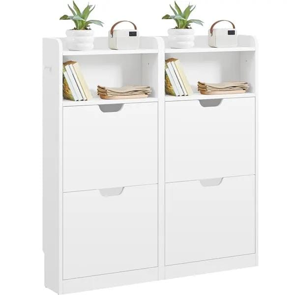 Yaheetech Yaheetech 4 Layer Flip-Drawer Shoe Cabinet Freestanding White Storage Yaheetech 4 Layer Flip Drawer Shoe Cabinet White