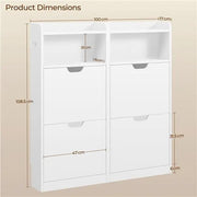 Yaheetech Yaheetech 4 Layer Flip-Drawer Shoe Cabinet Freestanding White Storage Yaheetech 4 Layer Flip Drawer Shoe Cabinet White