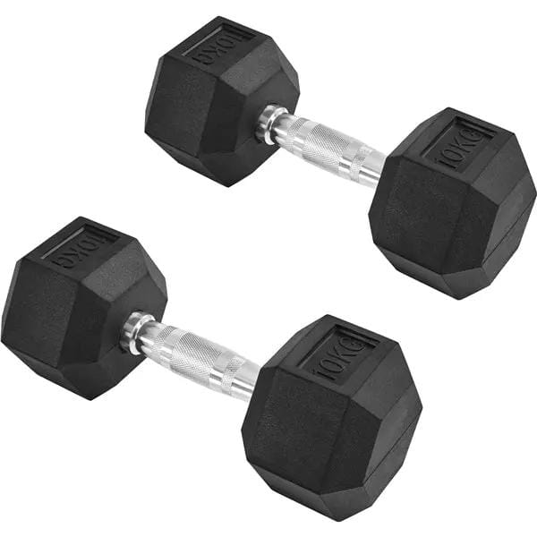Yaheetech Hex Dumbbell Set 2 × 10 kg – Heavy Duty Rubber-Coated Dumbbells Hex Dumbbell Set 2 × 10 kg – Heavy Duty Rubber-Coated Dumbbells