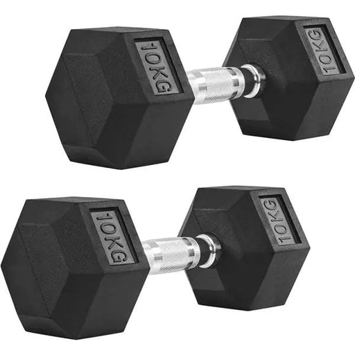 Yaheetech Hex Dumbbell Set 2 × 10 kg – Heavy Duty Rubber-Coated Dumbbells Hex Dumbbell Set 2 × 10 kg – Heavy Duty Rubber-Coated Dumbbells